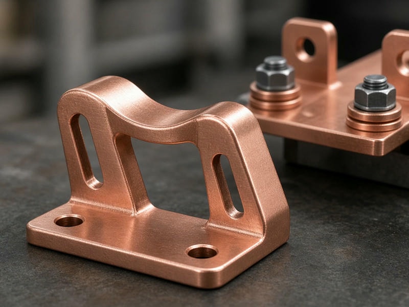 Custom copper brackets manufactured to precision tolerances